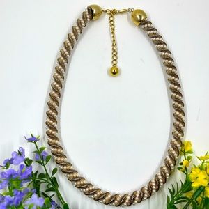 Pearl and Gold Spiral Thick Strand Vintage Necklace